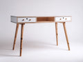 Mesas de oficina de madera 130x45x76 cm - madera natural y blanco - diseño moderno con cajones