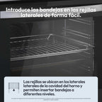 Candy FIDCP X625 L, Horno Multifunción, 70L, Bandeja y Rejilla, Limpieza Aquactiva, Convección + Ventilador radial, 8 Funciones, Display Timer Touch, Mandos Push&Pull, Puerta 2 Cristales, Inox y Negro