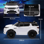 AIYAPLAY Coche Eléctrico para Niños de +3 Años con Licencia Land Rover Discovery Sport Carro Eléctrico Infantil con Batería 12V Mando a Distancia Arranque Lento Faros Bocina y Música Blanco