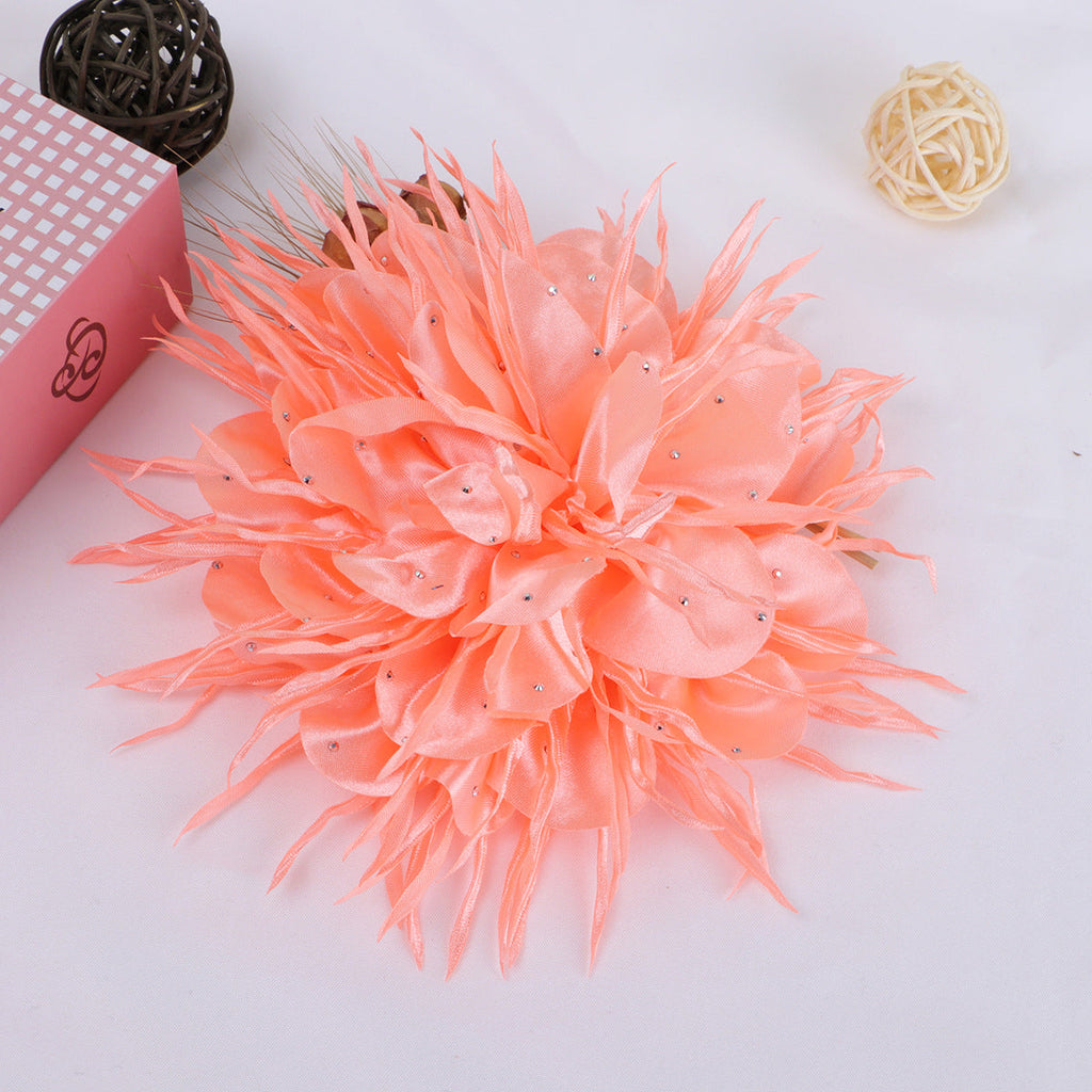 Spike Petal Pom Fabric Flower with Beads - Product Detail Photo 2
