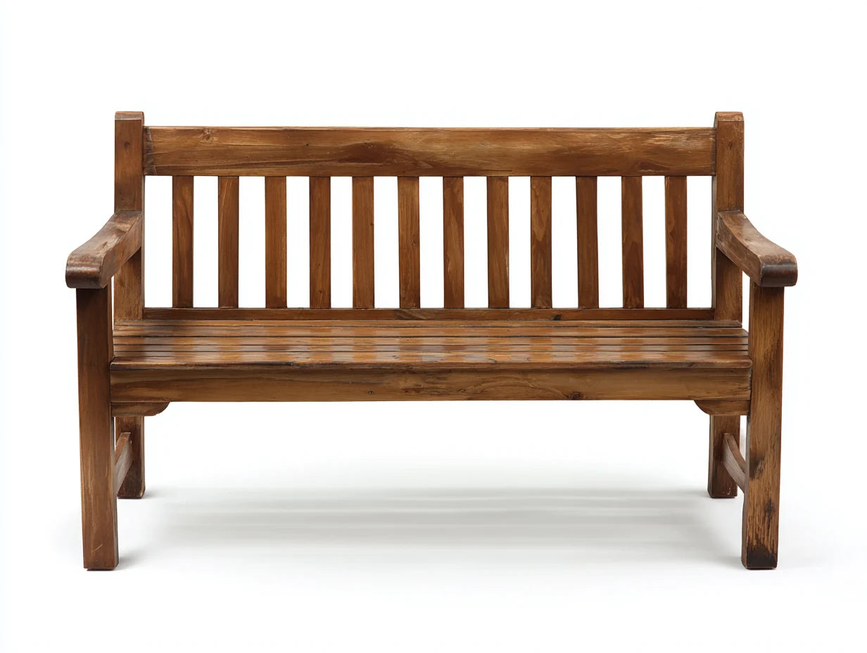 Bancos de jardín de madera 160x60x88 cm - marrón natural - diseño clásico con reposabrazos