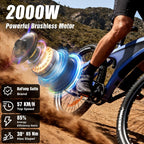 HX Q5 Bicicleta Eléctrica Montaña para Adultos con Carga rápida 48V 20AH Batería Extraíble,27.5"x2.25" Tyre EBike con luz RGB,SHIMAN0 7 velocidades,Frenos de DIS hidráulicos y Alcance 90-120KM