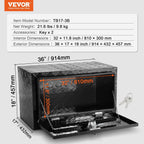 VEVOR Caja de Herramientas para Camión 914x432x457mm Caja de Bastidor Inferior Caja de Almacenamiento de Aleación de Aluminio Montaje Inferior con Cerradura y Llaves para Remolques, Camionetas, Negro