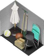 Wasabi - Caseta de Resina Jardín Unit 1.4 – Ventana Luz Natural - Suelo Incluido - Paneles 12mm de Espesor - Gris Blanco - Cobertizo PVC Almacenaje Exterior - 1,37m2 - Techo Plano