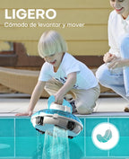 WINNY POOL CLEANER Winny 200 Limpiafondos Piscina, Inalámbrico Robot Limpiafondos Piscina, 75Min Autonomía, Piscinas Desmontables 60m², Doble Filtración, Estacionamiento Auto(Transparente Azul-Blanco)