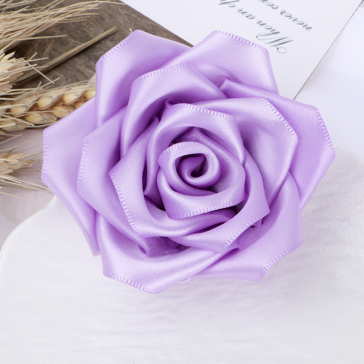 Classic Satin Rose Fabric Flower Applique - Rose Red 7CM