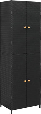 Armario de almacenaje de jardín ratán PE Negro arcones para Jardin Exterior 59x40x180 cm
