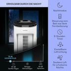 Klarstein Luftkühler mit Wasserkühlung, Leiser 4-in-1 Verdunstungskühler, Luftbefeuchter, Ventilator & Nachtmodus, Mobile Klimageräte Luftkühler 7L, 65W Air Cooler, 330m³/h Kühlender Luftstrom