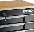 Stix UltimatePro C7/TS1 - Carro de herramientas con 267 piezas Cr-V - Juego de herramientas, carro de herramientas con ruedas, cajones con rodamiento de bolas, encimera de madera