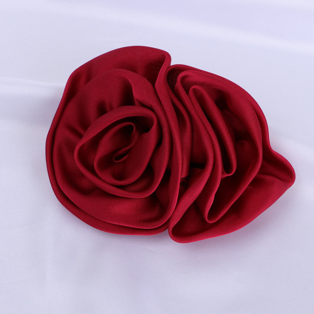 Satin Rolled Rosette Fabric Flower Applique - Product Detail Photo 3