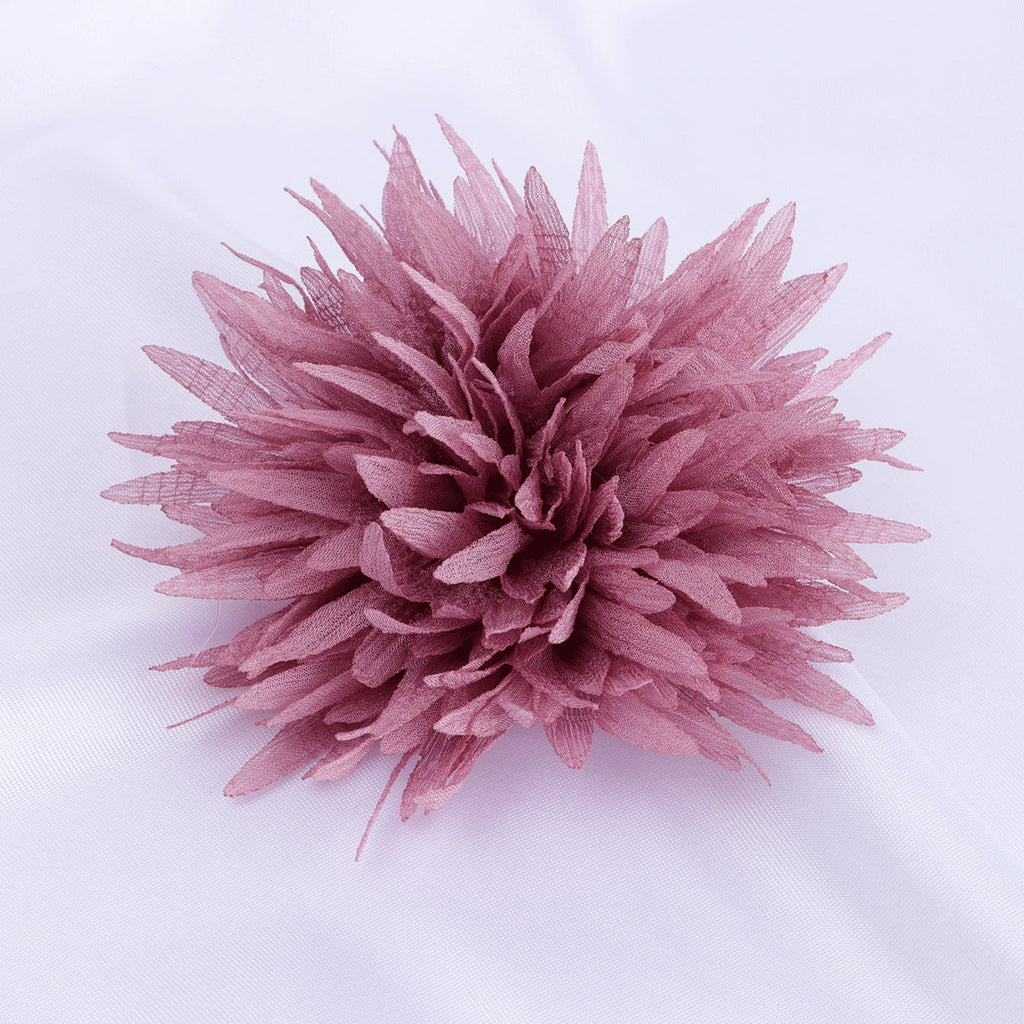 Spiky Petal Pom Fabric Flower Applique - Red 8.5cm