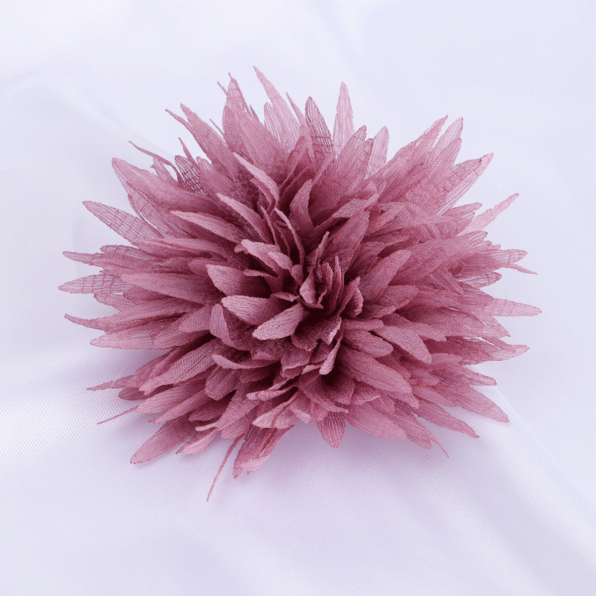 Spiky Petal Pom Fabric Flower Applique - Red 8.5cm