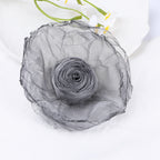 Raw Edge Organza Rose Fabric Flower Applique - Product Detail Photo 1