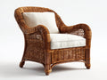 Sillón de ratán natural 85x75x90 cm marrón beige con cojín para jardín estilo clásico