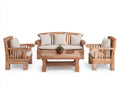 Sofás de exterior madera maciza con cojines 180x75x85 cm - beige-madera - conjunto jardín diseño natural