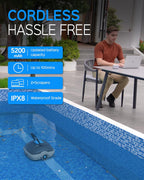 Robot Limpiafondos Piscina Electrico sin Cable para Aspirador Piscinas de hasta 80m², 100 Mins Doble Filtración y Estacionamiento Automático, Robot Limpiafondos Piscina con Motores de Doble Tracción