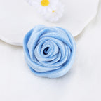 Velvet Rolled Rose Fabric Flower Applique - Black 5CM