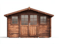 Casetas de jardín de madera maciza 300x250x220 cm - con doble puerta y ventanas - diseño rústico para exterior