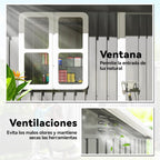 Outsunny Caseta de Jardín Exterior, 2,55 m² 221x133x190 cm, Cobertizo de Jardín Exterior Metálico con Ventana, Puerta con Cerradura y Ventilaciones, para Almacenamiento de Herramientas, Gris Oscuro