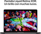 MacBook Pro Portátil de 14,2" con M5,CPU de 10 núcleos y GPU de 10 núcleos: Creado para Intelligence, Pantalla Liquid Retina XDR y 16 GB de Memoria unificada, 512GB; Negro Espacial