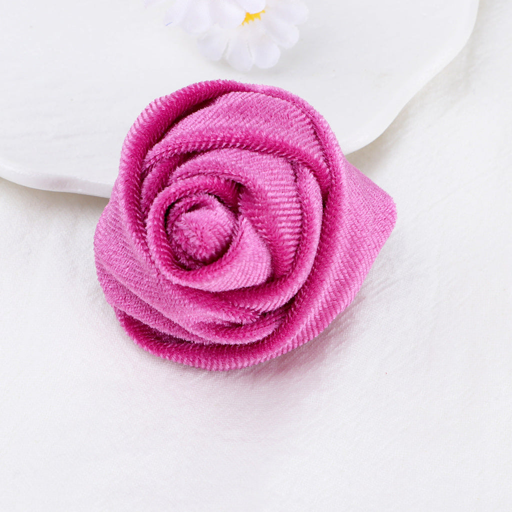 Velvet Rolled Rose Fabric Flower Applique - Navy Blue 5CM