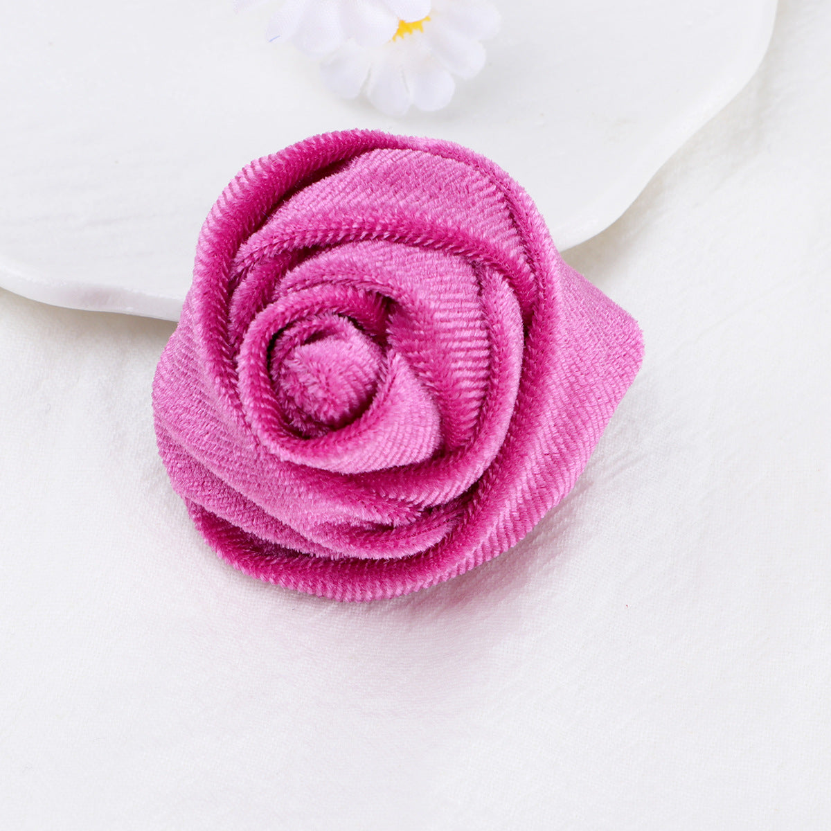 Velvet Rolled Rose Fabric Flower Applique - Navy Blue 5CM