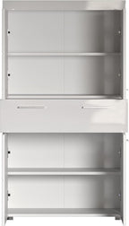 trendteam smart living Armario Alto para baño Amanda, 73 x 132 x 31 cm, en Blanco y Blanco de Brillo Intenso con cajón y abundante Espacio de Almacenamiento