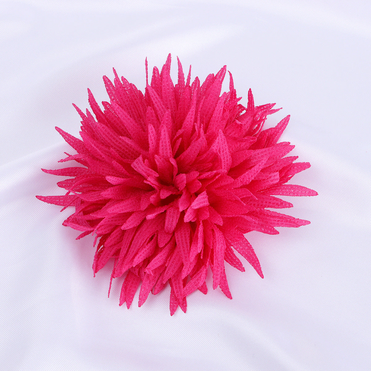 Spiky Petal Pom Fabric Flower Applique - Pink 8.5cm