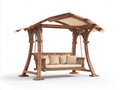 Bancos de jardín madera con techo 185x120x195 cm - marrón - diseño rústico columpio exterior