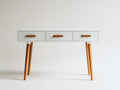 Mesa de oficina con 3 cajones MDF y madera 100x40x78 cm - Blanco-Natural - Diseño nórdico