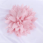 Gingham Print Dahlia Fabric Flower Applique - Product Detail Photo 2