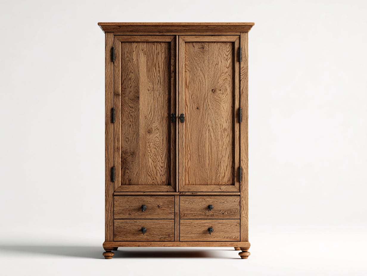 Armarios de madera 110x55x190 cm - marrón - 2 puertas y 4 cajones - estilo rústico
