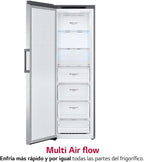 GFT41PZGSZ - Congelador No Frost Total, 1 Puerta, Compresor Smart Inverter, de 355 L y 186 cm, Congelador Vertical con Funcion de Congelacion Rapida, Color Inox