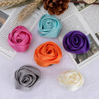 Satin Rolled Rose Fabric Flower Applique - Beige 4.5CM