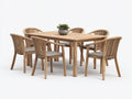 Conjuntos de comedor de jardín de madera 160x90x75 cm - Natural-Gris claro - Diseño moderno para exterior