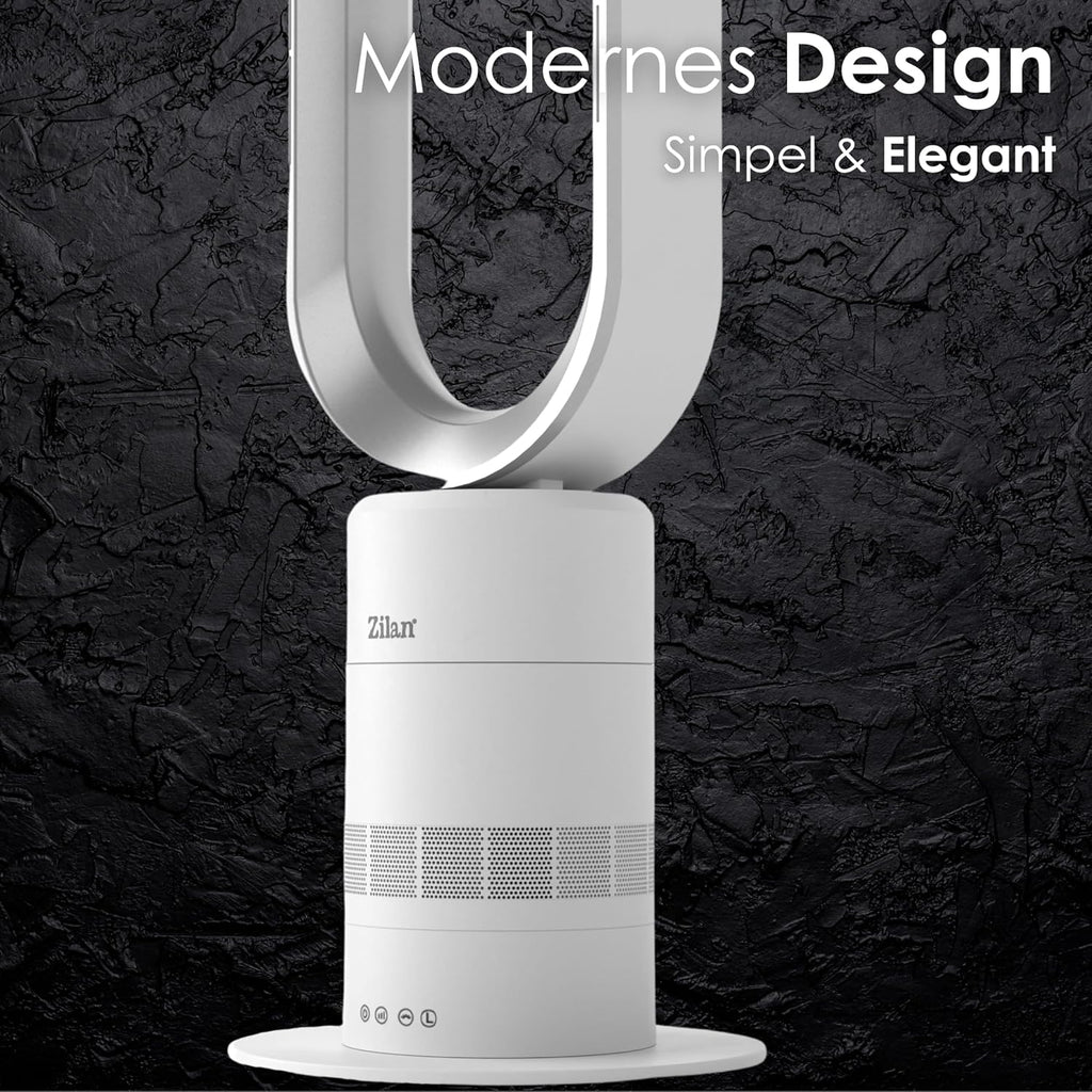 Zilan Turmventilator energiesparender BLDC Motor mit Fernbedienung Ventilator energiesparend oszillierend sehr leise Design Standventilator 10 Stufen Säulenventilator mit Kühlung Tower Fan