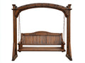 Banc columpio de jardín de madera 200x120x180cm - madera maciza - marrón oscuro - para jardín - diseño clásico con asiento suspendido