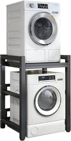Soporte de secadora de altura ajustable, kit de apilamiento para lavadoras y secadoras de carga frontal, estante de almacenamiento sobre lavadora con capacidad de carga de 400 kg