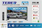 Televisor Smart TV de 22 Pulgadas. con Adaptador de 12v y 230v. Android. Full HD. DVB-S2/C/T2/T. para autocaravanas, Campers, viviendas, caravanas, Barcos. (22 Pulgadas)