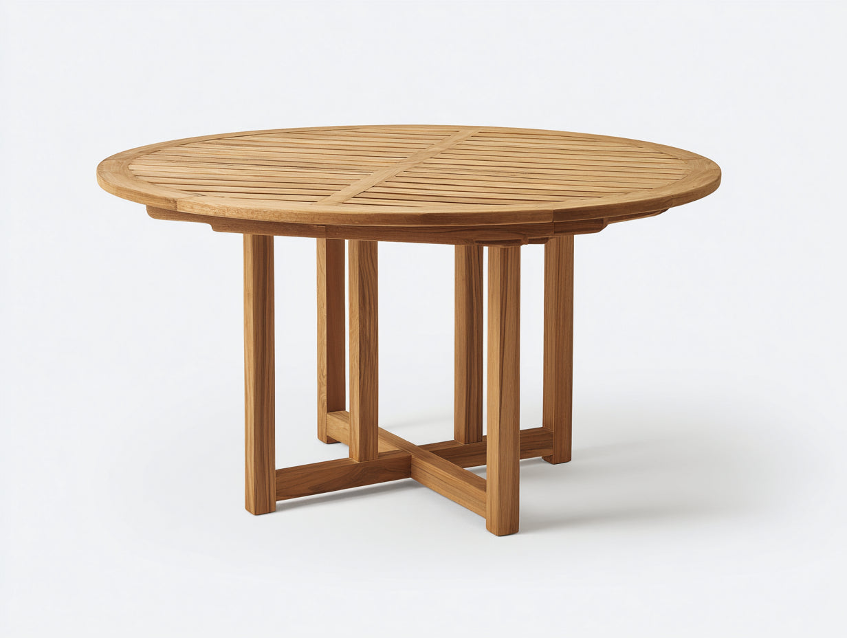 Mesas de jardín de madera 130x130x76 cm - marrón - para jardín - diseño redondo clásico