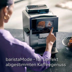 Siemens Kaffeevollautomat EQ900 TQ903D03, App-Steuerung, intuitives Full-Touch-Display, Barista-Modus, AromaBoost, Geräuschreduzierung, Premiummahlwerk, automatische Dampfreinigung, 1500 W, edelstahl