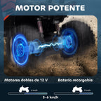 HOMCOM Quad Eléctrico 12V para Niños +3 Años con 2 Motores Faros Música Neumáticos de Suspensión Botones Avance y Retroceso Vehículo Eléctrico a Batería 100x65x73 cm Rojo