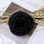 Glossy Rolled Rose Fabric Flower Applique - Product Detail Photo 4