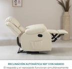Don Descanso - Sillón Masaje Relax Calor Trevi Negro Reclinable 160º con 8 Motores Silenciosos, Calor Lumbar, Sist. Masaje 4 Zonas y Acabado en PU Anti-Cuarteo [Incluye Mando]. Ideal Gente Mayor