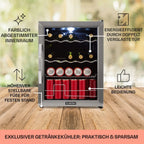 Klarstein Mini Kühlschrank mit Glastür für Zimmer, Getrnkekühlschrank mit Verstellbaren Ablagen, Kleiner 80 Liter, Indoor/Outdoor Kühlschrank Leise