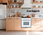 Corberó - Horno convección 70L | CCHM603W | 60x60x58 cm |Convencional con 4 Programas | Luz Interior | Limpieza Hidrólisis | Puerta Doble Cristal | 2100W | Blanco perfil Inox