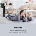 KLARSTEIN Polar Tower Smart Climatizador Evaporativo – 4 en 1: Ventilador, Humidificador & Purificador, Control App & Alexa, Depósito 7L, 3.306 m³/h, Modo Noche, Portátil con Ruedas, Negro