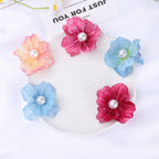 Ombre Petal Fabric Flower with Pearl Center - B Rose Red 5CM