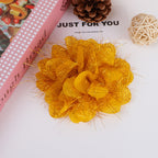 Tinsel Sparkle Ruffled Fabric Flower Applique - Blue 11CM