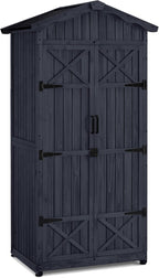 M MCombo Armario de jardín caseta de jardín de Madera Resistente a la Intemperie, Armario Exterior Impermeable con Suelo, para Uso Exterior balcón, 74×99×193 cm (Gris Antracita)